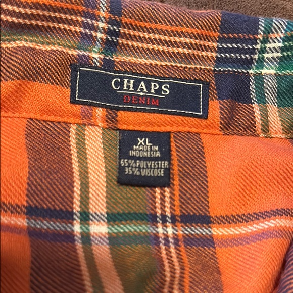 Chaps Orange Plaid Button Down Shirt - Picture 7 of 8